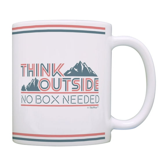 ThisWear Camping Gifts Think Outside No Box Needed Mountain Themed Gifts Quote Coffee Mug Multi
