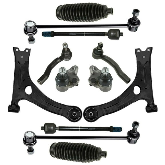 12 Pc Front Suspension Kit Tie Rod End & Ball Joints, Sway Bars, Lower Control Arms, Rack and Pinion Bellow Boot