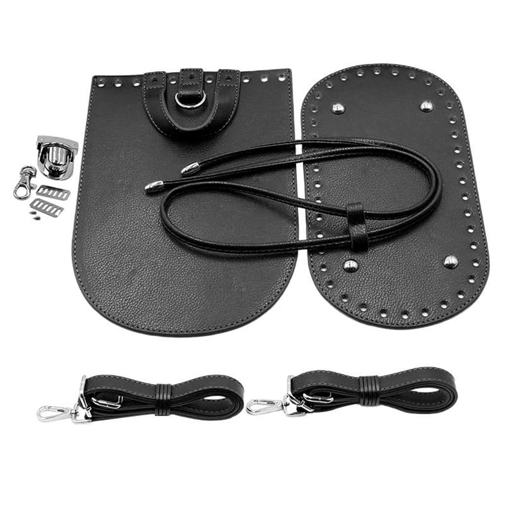 7x Leather Bag Bottom Mat Cushion Pad Flap Cover Drawstring Handbag Bag Making Black