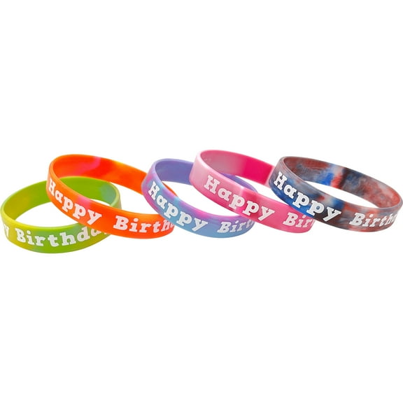 Teacher Created Resources Tie-Dye Happy Birthday Wristbands, 10 Per Pack, 6 Packs