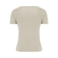 thumbnail image 4 of Women's V Neck Short Sleeve T Shirts Double Lined Tee Seamed Cup Going Out Tops, Under 10 Dollar Clearance, 4 of 6