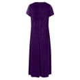 thumbnail image 5 of adviicd Robes Élégantes pour Femmes Robe d'Été Rayée à Manches Courtes Décontractée avec Ceinture Violette,G, 5 of 5