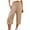 Khaki, variant on Manxivoo Women's High Waist Cotton Linen Casual Sports Pants Three Quarter Elastic Waist