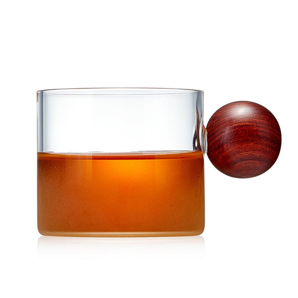 Glass Milk Cup Jug with Wood Handle,2Ounce Milk and Cream Pitcher