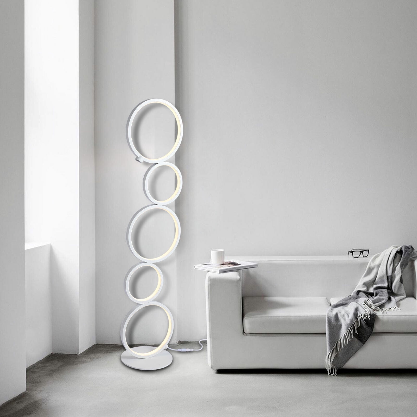 TFCFL 5 Rings LED Floor Lamp Night Corner Standing Light Reading Lamp For Living Room Bedroom Decor