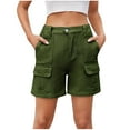 thumbnail image 1 of Qtocio Long Shorts for Women,Solid Color Button Zipper Pockets Washed Denim Cargo 5 Length Shorts Summer Casual Wear, 1 of 5