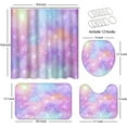 thumbnail image 4 of 4 Pcs Rose Gold Foil Shower Curtain Sets with Rugs for Bathroom Decor,Marble Bathroom Shower Curtain Sets,Pale Pink Blue Bathroom Sets with Shower Curtain and Rugs, 4 of 7