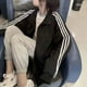 thumbnail image 2 of Chaqueta fina de tres barras para mujer, chaqueta de béisbol negra para estudiantes, chaqueta holgada para mujer, primavera y otoño, 2 of 5
