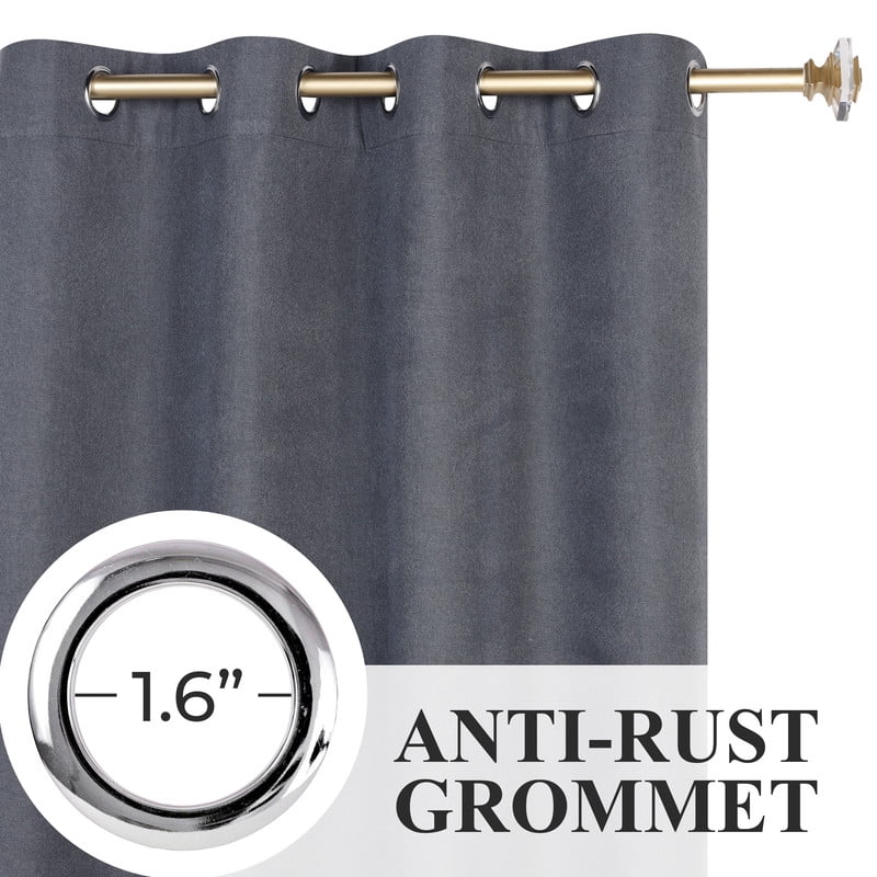 Superior Neal 100% Blackout Curtains Set of 2, Grommet Curtain Pannel Pair, Charconal, 52"W x 63"L