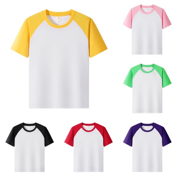 LIIPEE Girls T Shirts Casual Summer Color Block Raglan Sleeve Short Sleeve Crew Neck Tshirts Kids Comfortable Breathable Soft Daily Tees Tops,1-2 Years