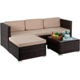 thumbnail image 1 of FDW 5-Piece Outdoor Patio Set, Rattan Wicker Sofa, Chairs & Table for Garden, Porch, Balcony, Poolside – Khaki, 1 of 7