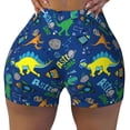 thumbnail image 2 of Picia Dinosaur In Space Printed Workout Shorts for Women Seamless Scrunch Butt Lifting High Waisted Yoga Gym Booty Running Moisture-wicking Short Pants-Small, 2 of 9