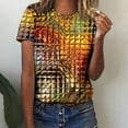 thumbnail image 3 of Fesfesfes Womens Basics Top Women Funny Printed Geometric Dazzling Casual Fashion Short Sleeve Tops Blouse Gym Clothes for Women 2XL(US:12), 3 of 8