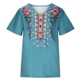 thumbnail image 3 of USSUMA Western Ethnic Style Womens Tops Summer Loose Fit Vintage Aztec Print Summer Top and Blouses Trendy Short Sleeve Shirts T-Shirt for Women Dressy V Neck Tunic Plus, 3 of 7