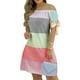 thumbnail image 3 of Gibobby Vestido Casual para Mujer Mujeres Fashion Casual Vestido Verano de la de hombro Sexy vestidos elegantes Desnudado encaje de mangas Mini vesti(Rosa caliente,G), 3 of 5