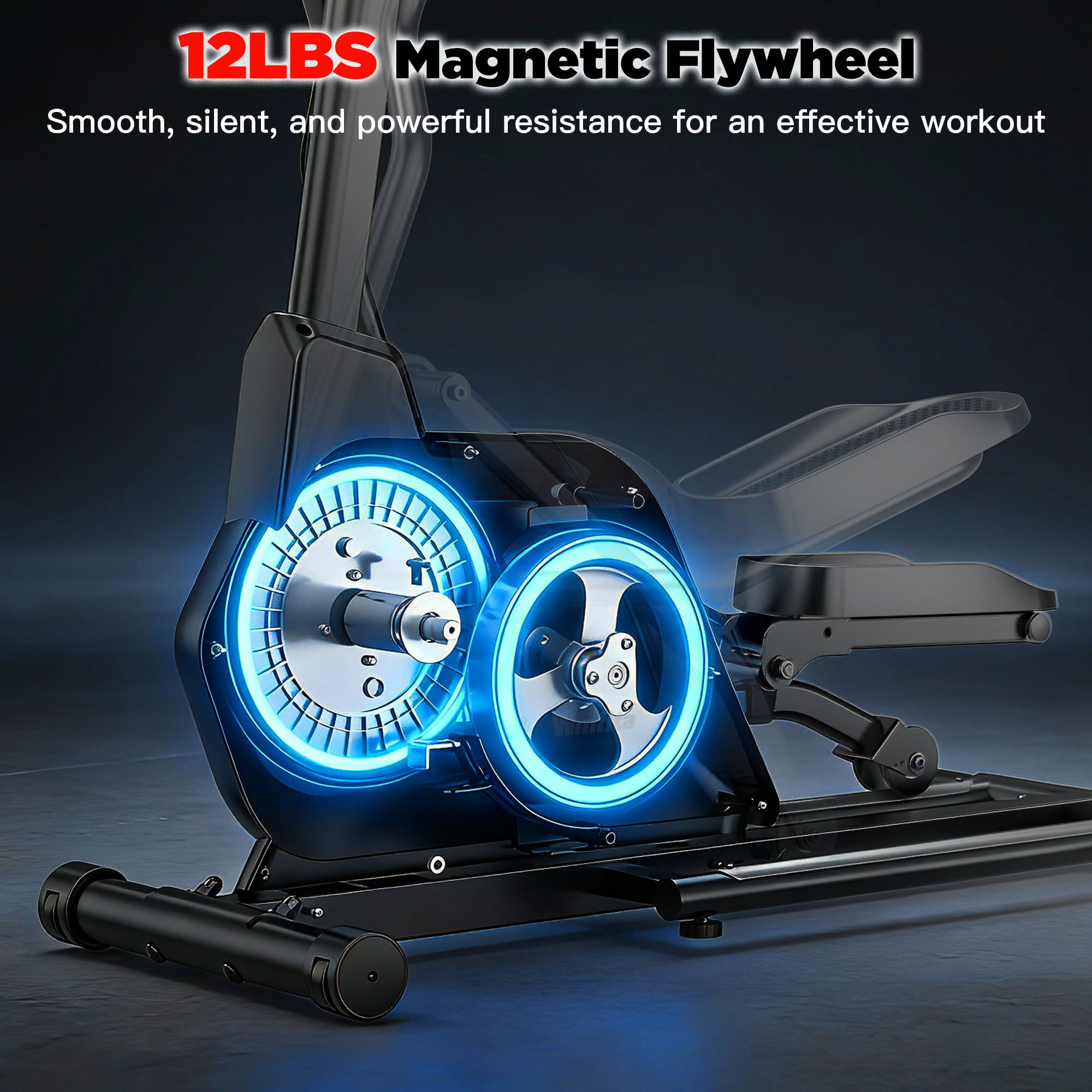 Elliptical Machine, Indoor Full-Body Cross-Training & Cardio Exercise Machine for Home Workouts, Silent Elliptical Training with 350lbs Capacity, Pulse Sensor, Adjustable Resistance, 18"Long Stride