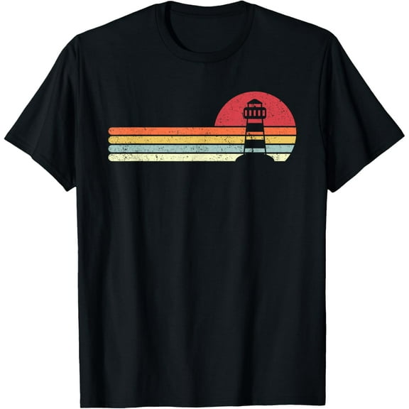 Lighthouse Shirt. Retro Style Beach, Seaside T-Shirt T-ShirtPure cotton short-sleeved shirts for both men and women
