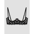thumbnail image 2 of Womens Bralette Unlined Busiter See Through Balconette Teddy Bra Half Cup Lace Bra Pearl Jewelry Decor, 2 of 8