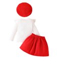 thumbnail image 6 of mgoYE Toddler Girl Clothes Solid Long Sleeve Knit Top Ruffle Wrap Tie Skorts Girls Fall Outfits Skirt Set with Beret, 6 of 9