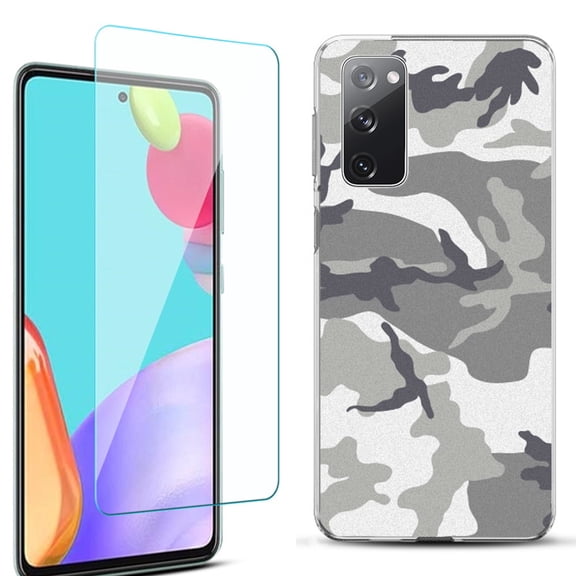 Slim-Fit Protective Phone Case for Samsung Galaxy S20 FE 5G Fan Edition, with Tempered Glass Screen Protector, by OneToughShield ® - Urban Camo