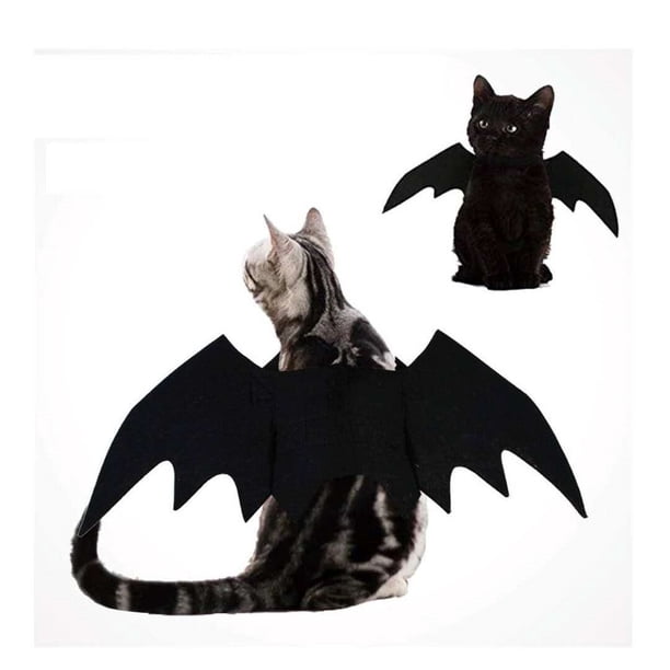 2 uds. De alas de murciélago para gatos, decoraciones para fiestas de Halloween, collar de cachorro, disfraz de murciélago para cosplay, bonitos accesorios de vestir para cachorros y gatos JAMW Sencillez