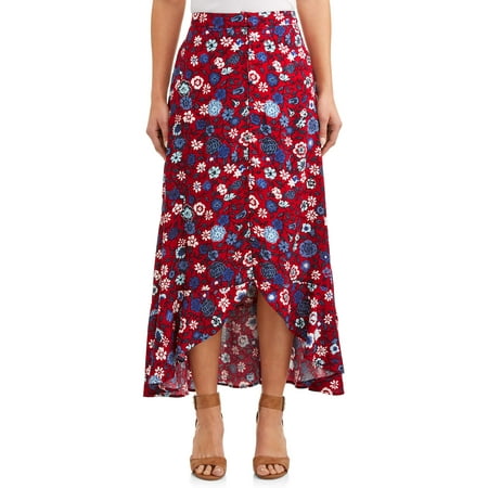 - Women's Button Front Hi-Low Skirt