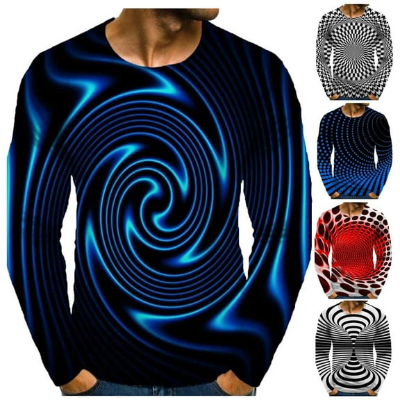 UVEASISHA Mens 3D Print T Shirts,Big and Tall Long Sleeve Tees for Men Crewneck Muscle Fitness Tshirts 2025 Casual Hipster Tee Shirt Cool Streetwear Tops Gift for Boyfriend Winter Sales