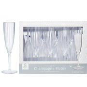 amscan Champagne Plastic Champage Flute, 5oz, Clear