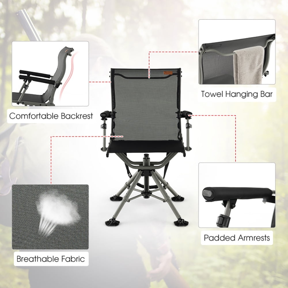 Aimee Lii 360 Degree Silent Swivel Hunting Chair, Portable Chairs for Adults, Comfy Outdoor Chair, Black Aimee Lii 360 Degree Silent Swivel Hunting Chair, Portable Chairs for Adults, Comfy Outdoor Chair, Black