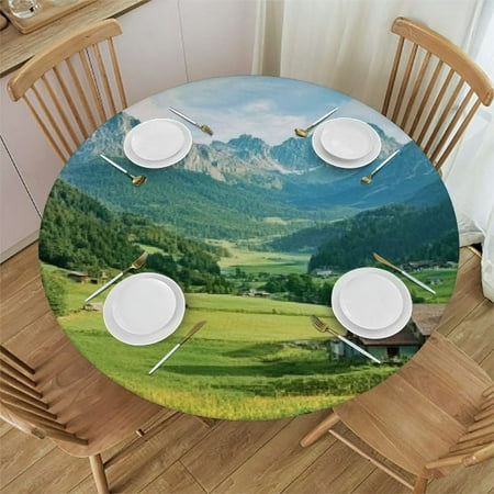 

SHERONV Mountain Range Round Table Cover Stain Resistant Washable Dining Wedding Parties Picnic Camping Kitchen Dining Table Cloth 100% Polyester Outdoor Indoor Tablecloth 46 -50