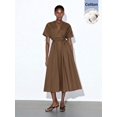 thumbnail image 3 of Brown-2 V-Neck Wrap Maxi Dress With Tie Waist And Kimono Sleeves, 3 of 9