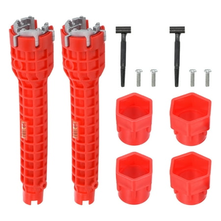 

Faucet and Sink Installer Wrench 2 Pack 8in1 Multi-purpose Plumbing Tool for Toilet Bowl Basin Installation Red