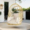 thumbnail image 2 of Craftian Wicker Hanging Egg Chair, Outdoor Swing Without Stand, 450 lbs Capacity, Beige, 2 of 9