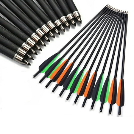 12Pcs Crossbow Bolts Carbon Arrows with 125 Grain Replacement Broadhead for Archery Hunting Crossbow Bolts Target Practice Arrows Multicolor