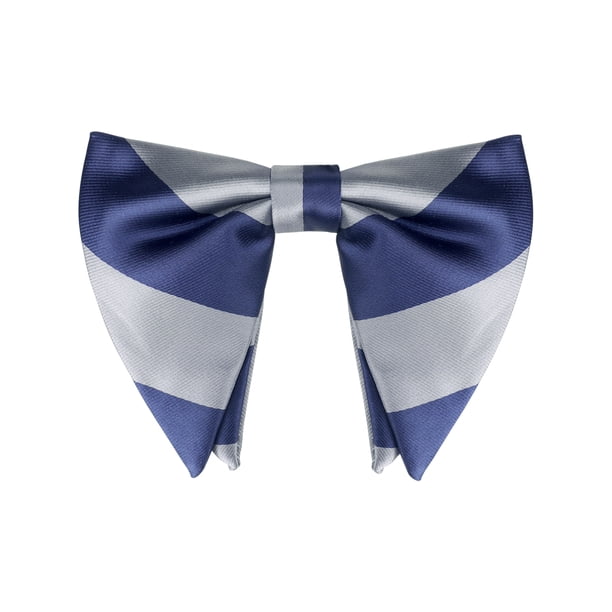 INSPIRAR CHIC Corbatas de moño preatadas de rayas gruesas para hombres, corbatas de satén ajustables para bodas formales en gris-azul