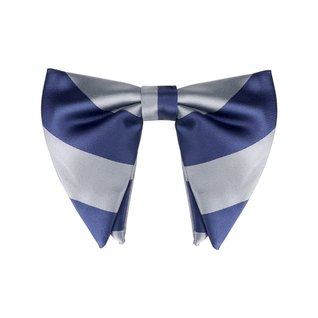CORBATA DE MOÑO PREATADA DE RAYAS GRUESAS PARA HOMBRES INSPIRE CHIC, AJUSTABLE DE SATÉN PARA BODAS FORMAL, GRIS-AZUL
