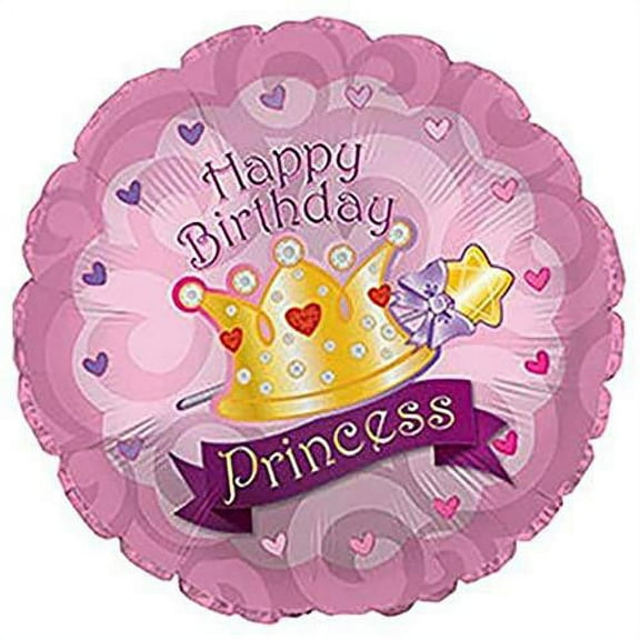 LOONBALLOON Birthday Baby for Her Balloons, 17″ HAPPY BIRTHDAY PRINCESS CROWN W/ GEMS