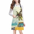 thumbnail image 1 of ASHLEIGH Vintage Car with A Surfboard On Tropical Beach Adjustable Bib Apron with Pockets Commercial Restaurant and Home Kitchen Adjustable Apron, 1 of 2