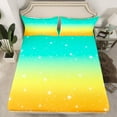 thumbnail image 2 of Castle Fairy Kids Teens Universe Galaxy Cosmos Twin Sheet Sets 3pcs,Starry Sky Twin Fitted Sheet Microfiber,Green Yellow Gradient Breathable Flat Sheet,Lightweight Room Decor, 2 of 7