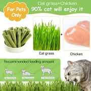 HavenJanny 50g Freeze-Dried Chicken Cat Grass Teething Stick - Edible Cat Treats for Teeth Cleaning & Hairball Removal