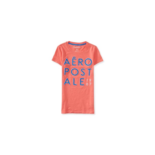 Aeropostale Mujeres Appliqu? Camiseta gráfica Stack, naranja, talla extra pequeña Aeropostale Camiseta gráfica