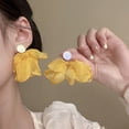 thumbnail image 7 of SmartBy Women Mesh Petal Drop Earrings Handmade Large Chiffon Floral Dangle Earrings Vintage Stud Earrings for Vacation Wedding, 7 of 7