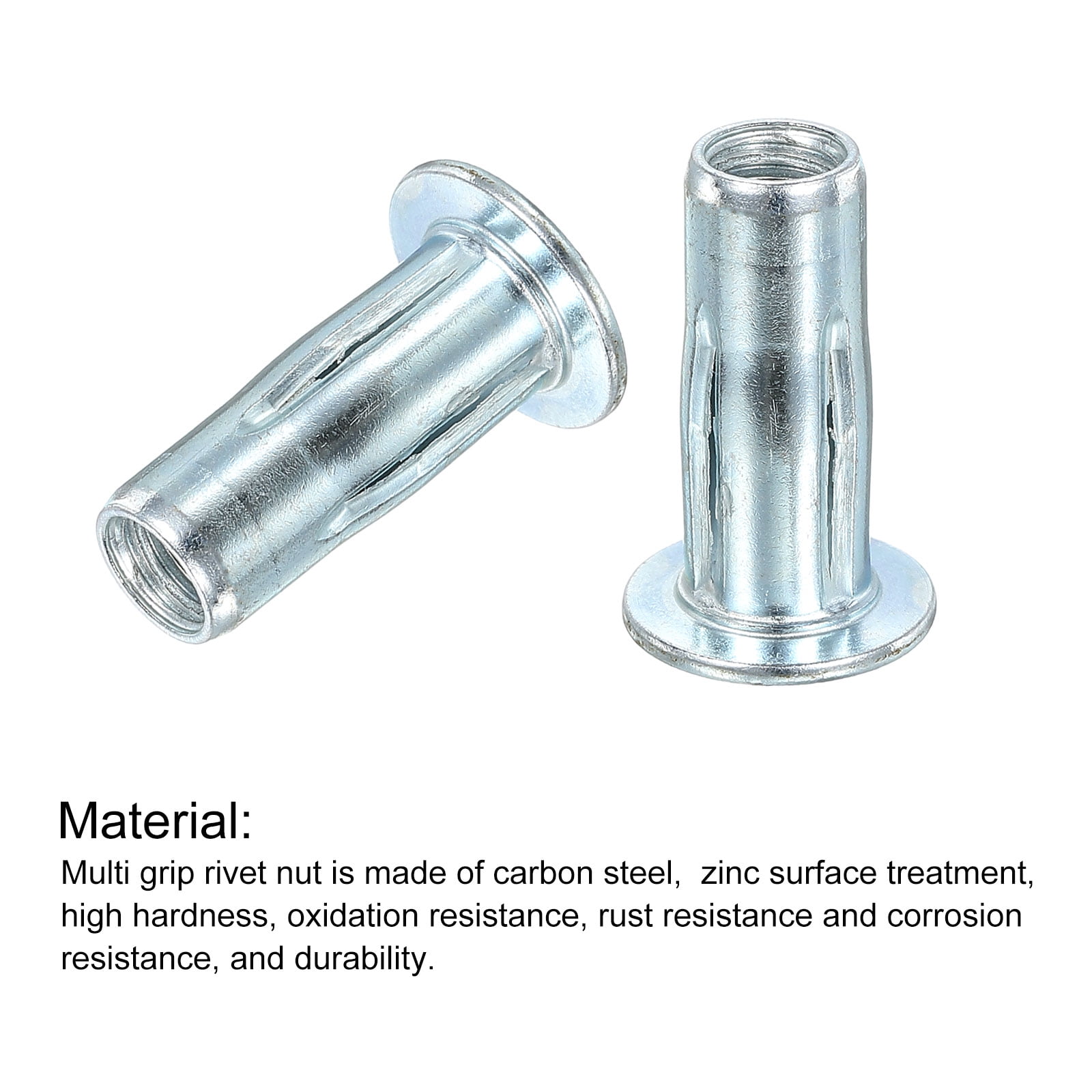 5/16-18 Multi-Grip Rivet Nuts, 30PACK Pre-Bulbed Insert Nut Carbon Steel