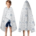 thumbnail image 3 of White Blue Sun Moon Cloud Star Pattern Hooded Bath Towel，50"x30" for Ages 3 To 12 Kids, Quick Dry Lightweight Soft Microfiber Hood Beach Towel Cover Up for Kids, 3 of 7