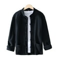 thumbnail image 2 of Lefu Mens Chinese Style Long Sleeves Blouse Button Down Tang Suit Uniform Shirts Tops, 2 of 9