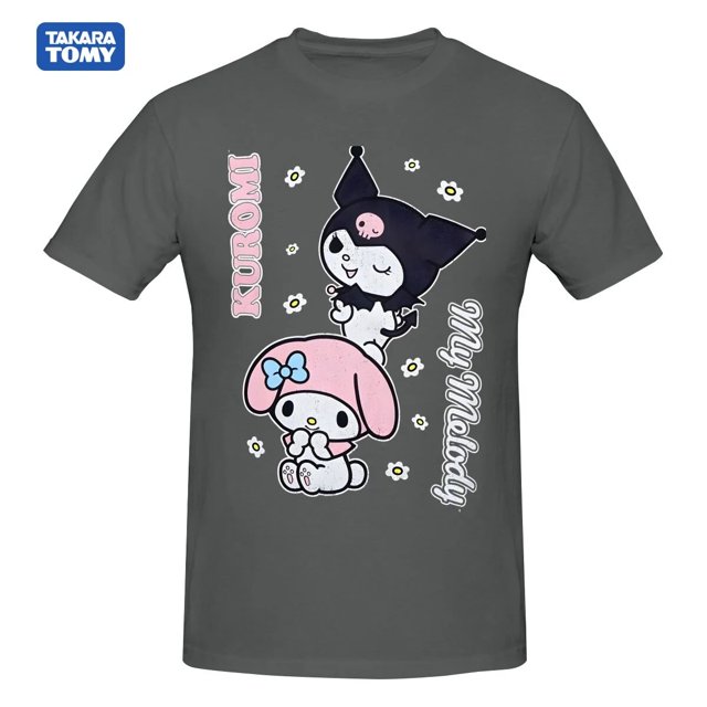 Camiseta de Sanrio Kuromi & My Melody, camiseta de manga corta Harajuku, camiseta gráfica 100% de algodón, camiseta de marcas