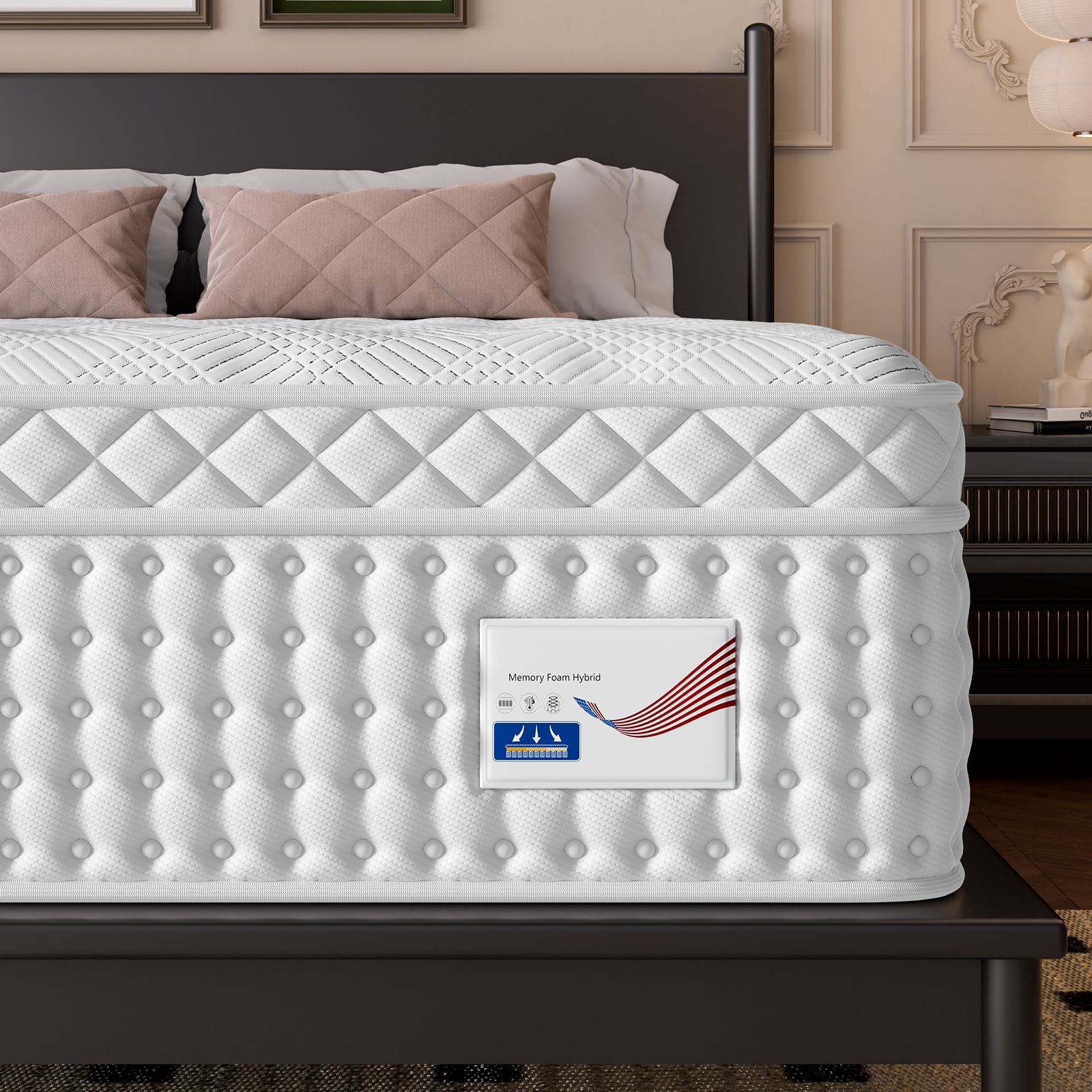 Sleepmax Revella 14" King Firm Hybrid Mattress , Euro Top, 365 Nights Trial, Motion Isolation, Extra Lumbar Support