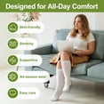 thumbnail image 5 of Hipuroga Bamboo Viscose Plus Size Compression Socks for Women Men Wide Calf 10-14 mmHg Circulation Knee High Support Stockings blackgreypink XL/2XL, 5 of 6