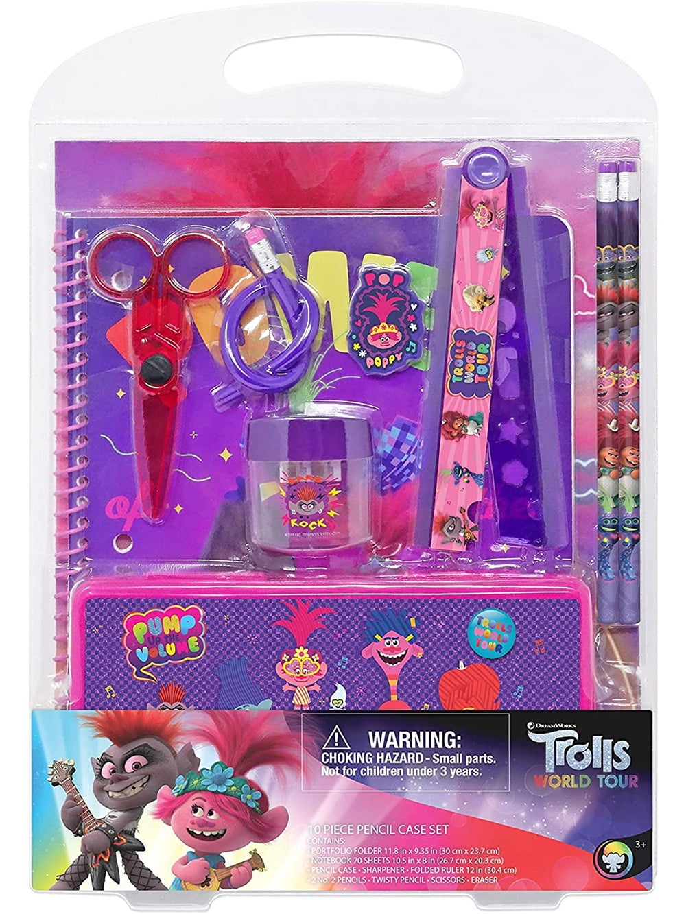 Trolls Poppy & Friend Stationary Set Pencil Eraser Ruler School Supplies 