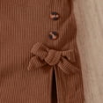 thumbnail image 6 of Ruiwill Girl Outfit Set Long Sleeve Notched Lapel Coat Outfit With Letter Print Short Skirt Bow Tie Two Piece For Autumn Winter Season Girl Clothes Brown Size 3-4 Years, 6 of 9